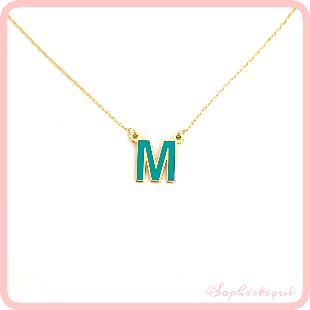 Customized Enamel Initial Letter Necklace