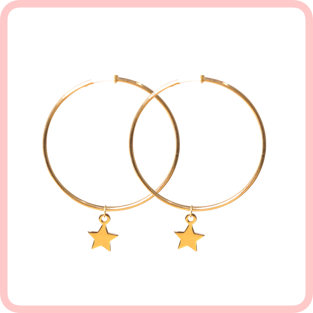 Star Hoop (37 mm) Earrings