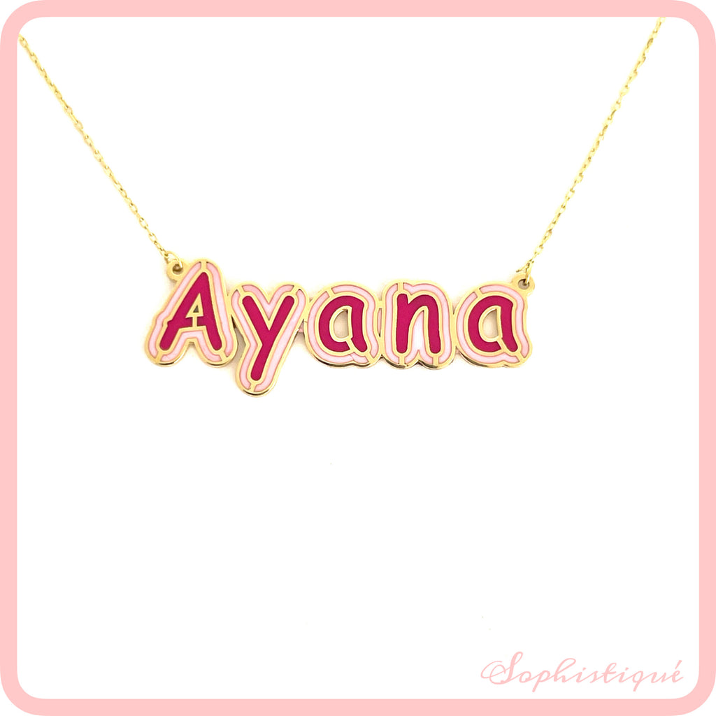 Customized Double Color Enamel Name Necklace