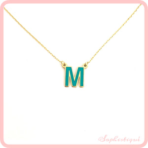 Customized Enamel Initial Letter Necklace