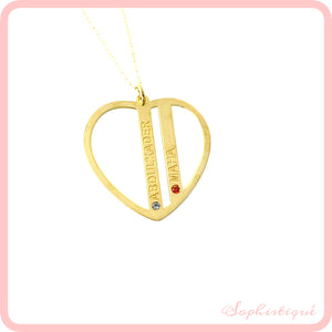Personalized Heart Birthstone Necklace/ Pendant