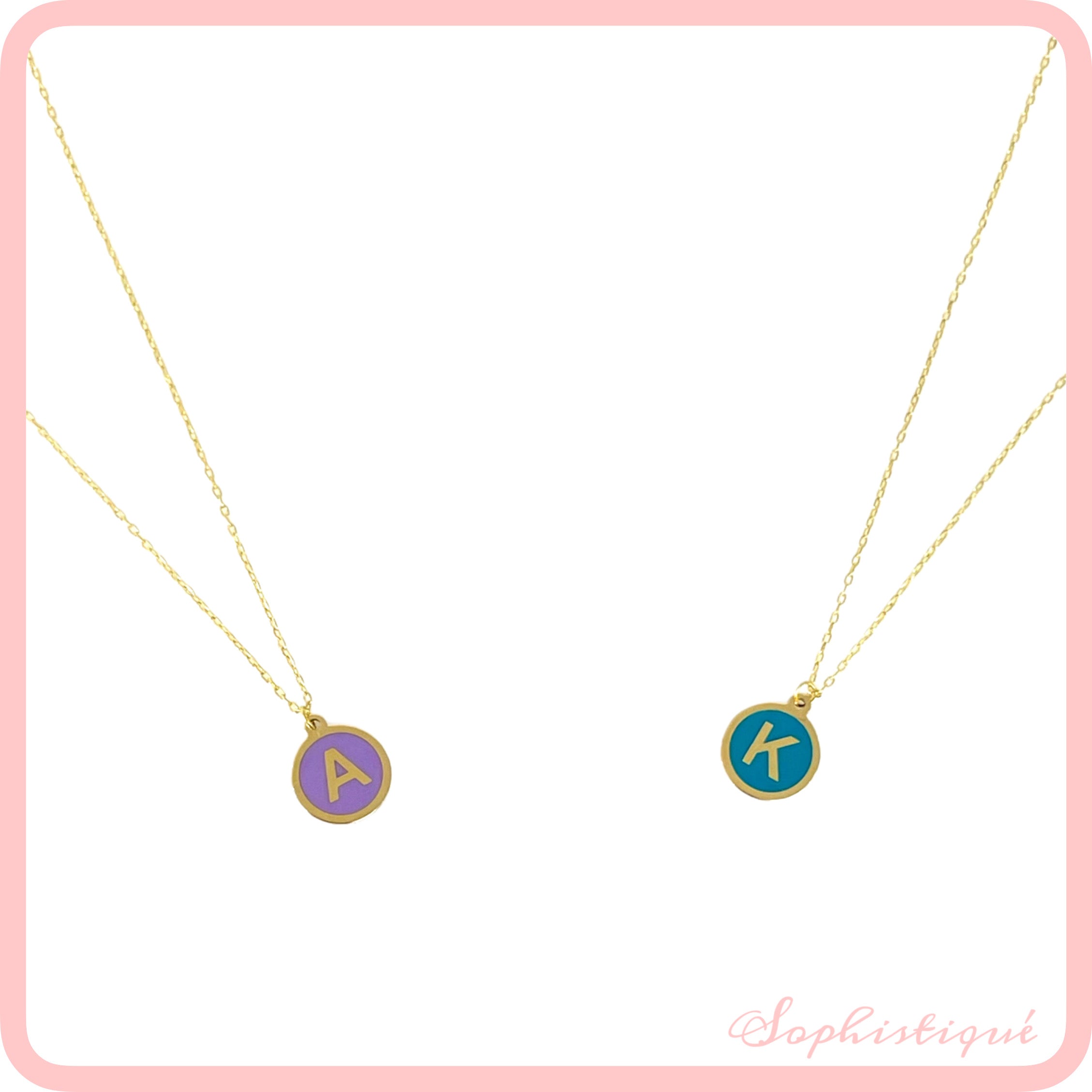 Enamel Circle Necklace Names/Initials