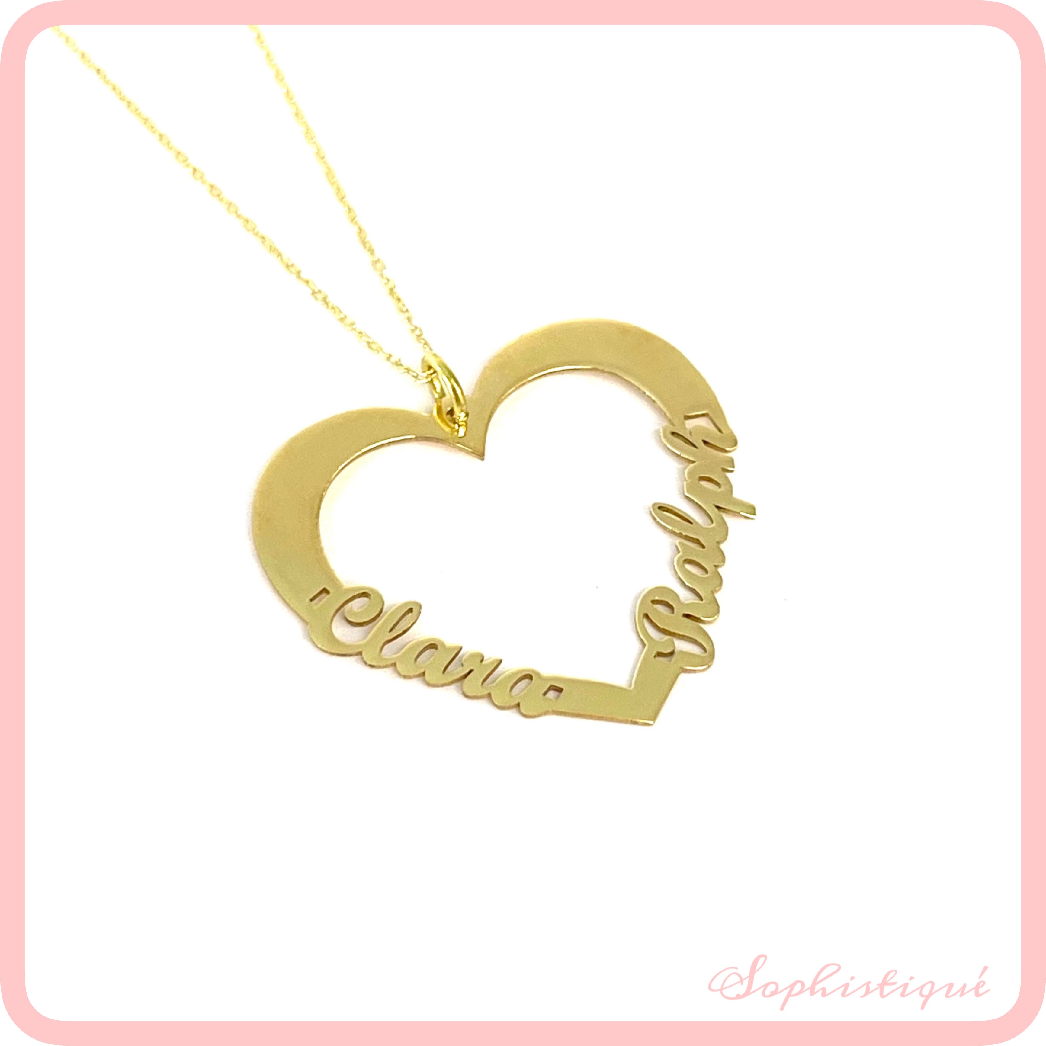 Heart Necklace With Side Names