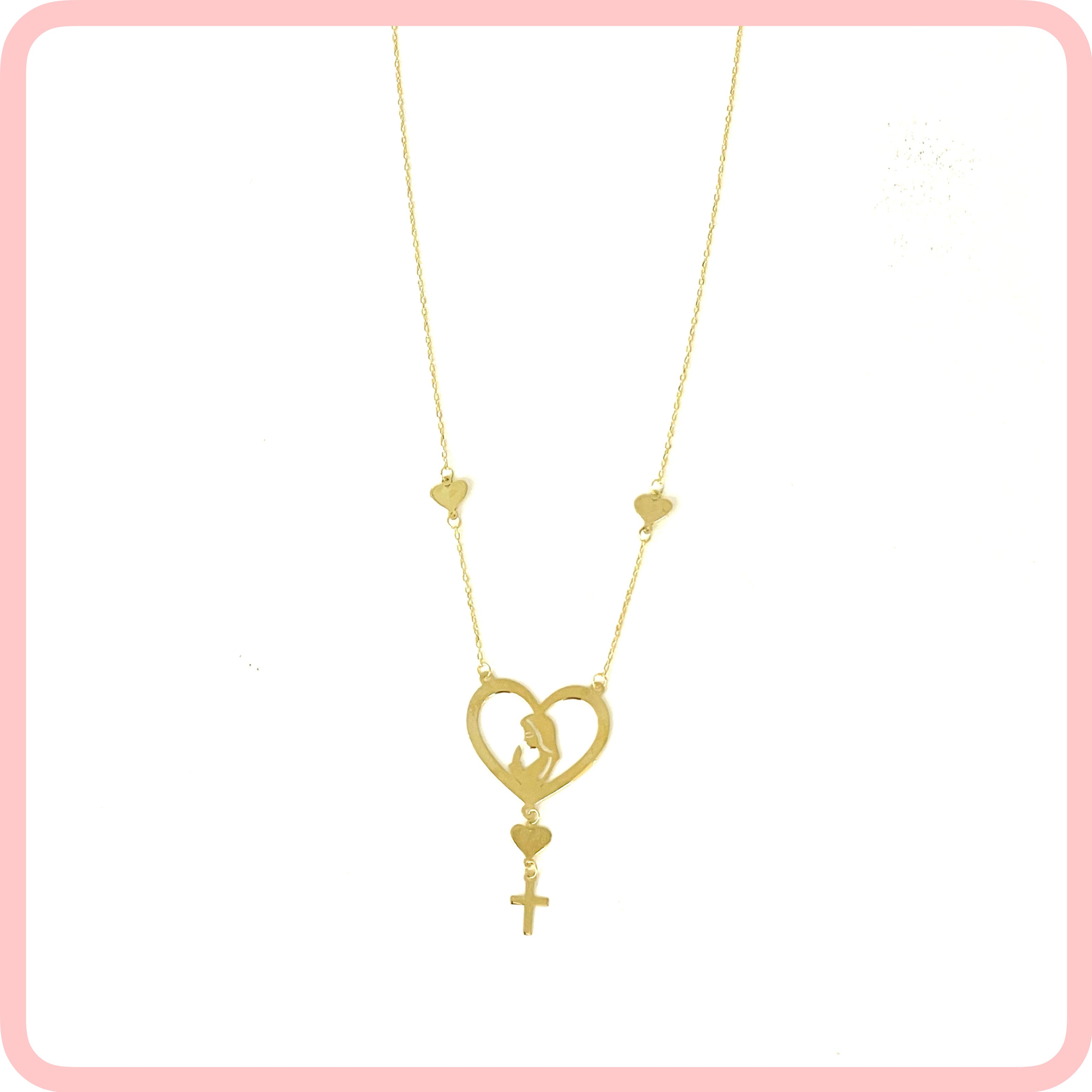 St. Mary With Heart and Cross Necklace