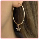 Load image into Gallery viewer, Star Hoop (37 mm) Earrings
