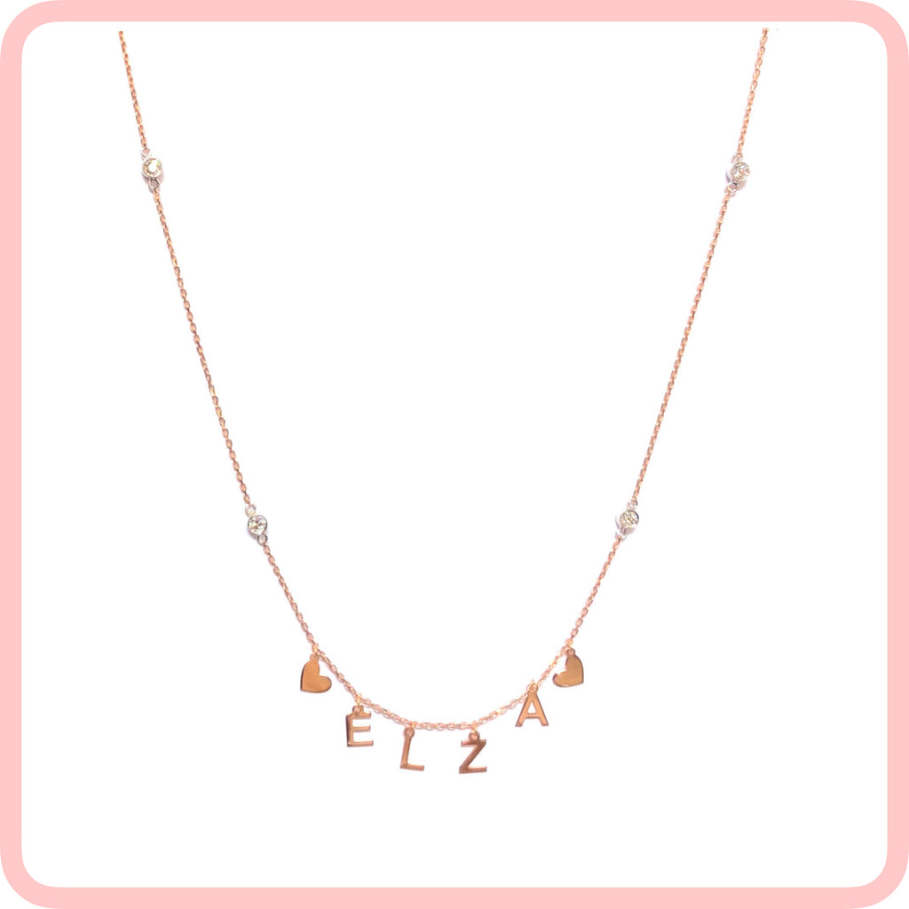 Personalized Hanging Letters With Diamonds Name Necklace