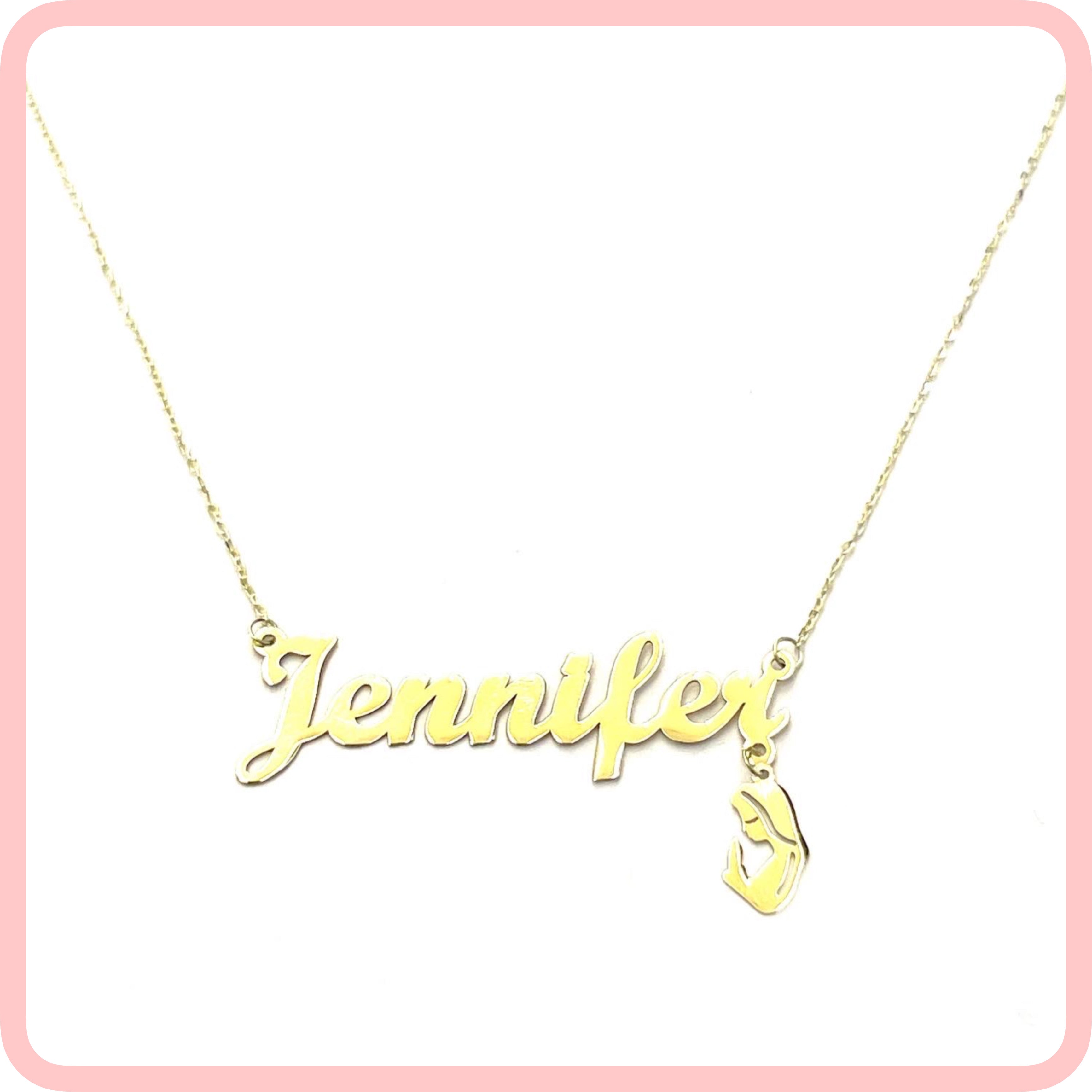 Name With Hanging Charm Necklace