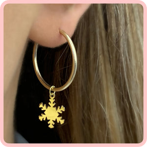 Snowflake Hoop (22 mm) Earrings
