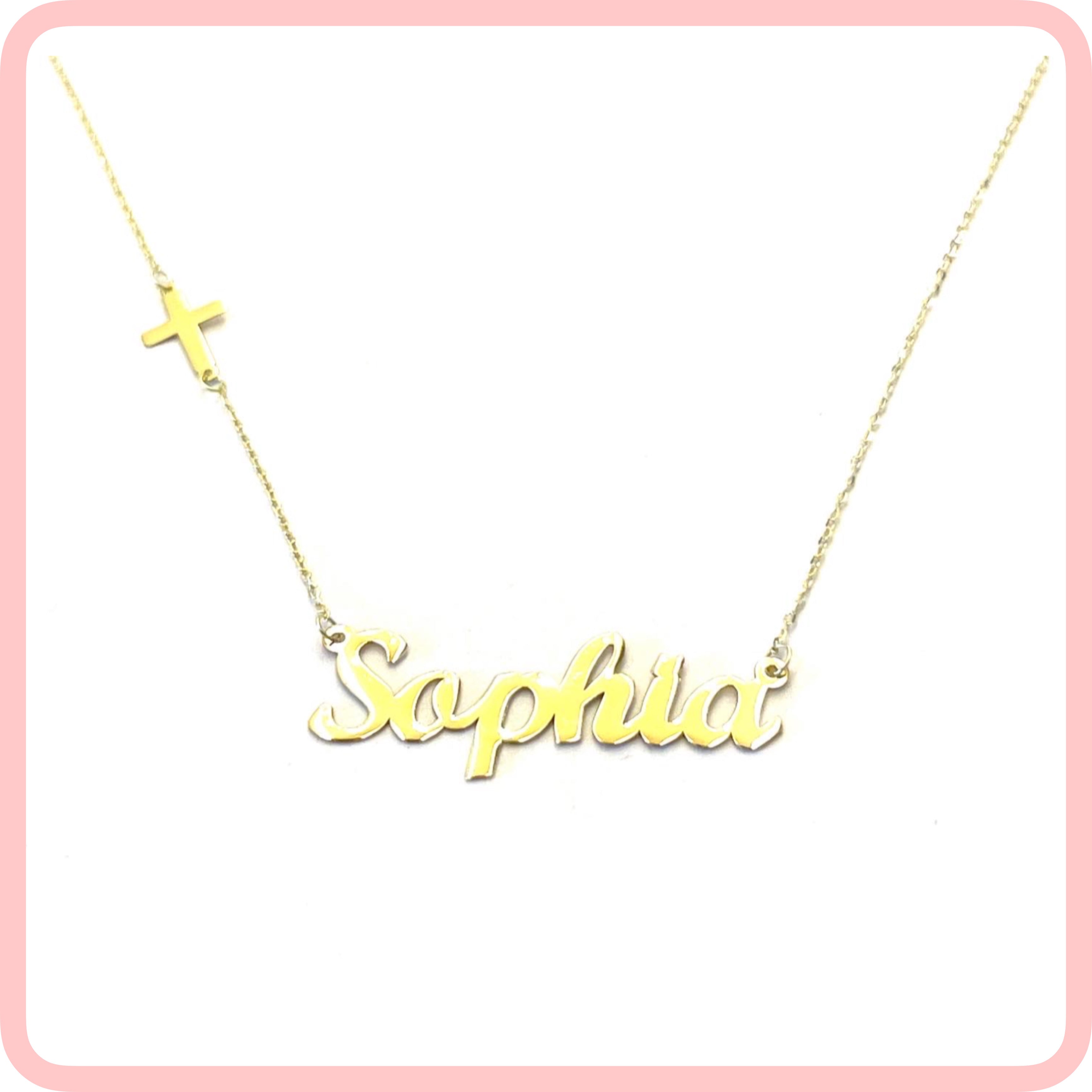 Name With Side Charm Necklace