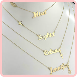 Name With Hanging Charm Necklace
