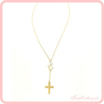 Load image into Gallery viewer, Cross and St. Mary Necklace with Customized Name
