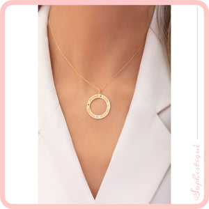 Personalized Circle Birthstone Necklace/Pendant
