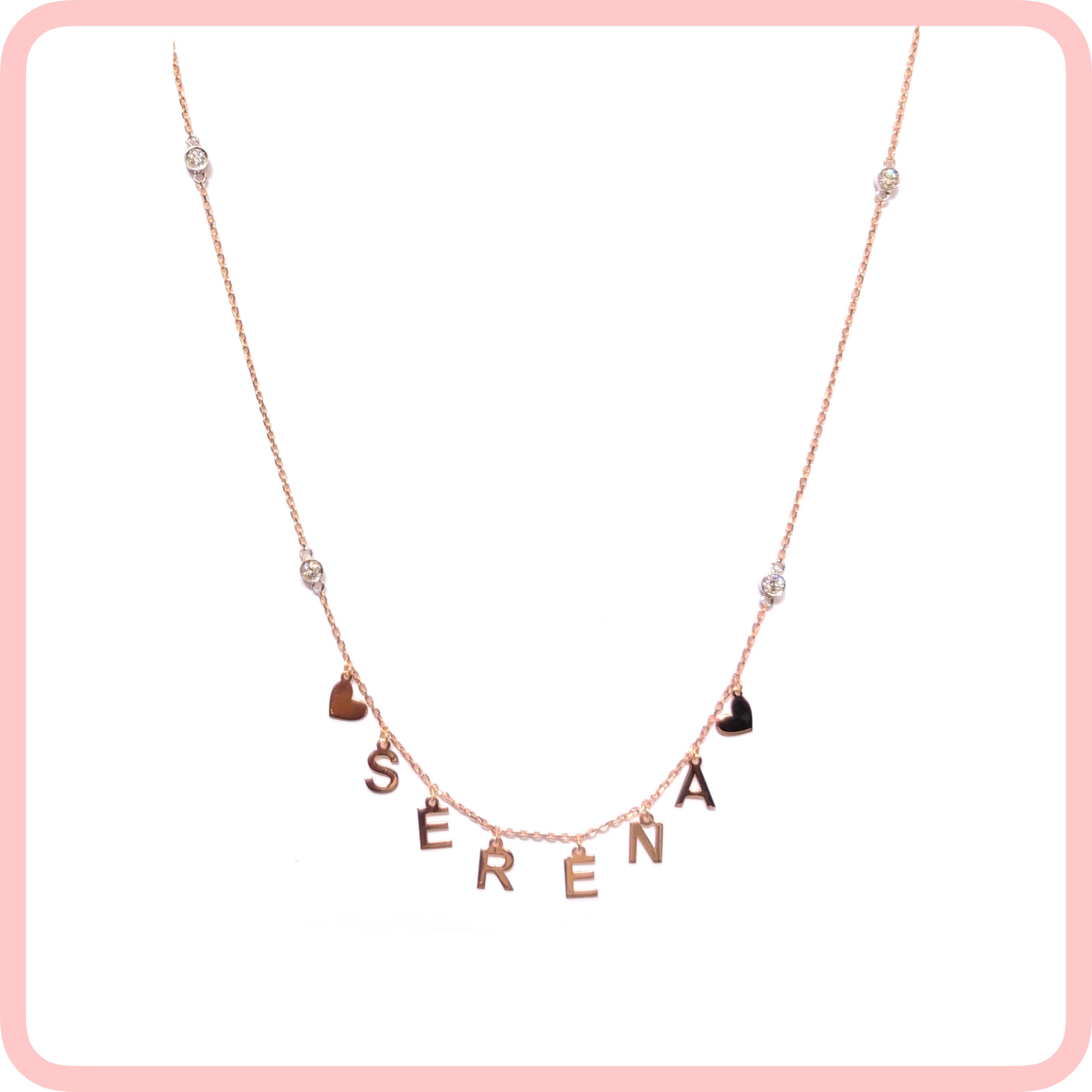 Personalized Hanging Letters With Diamonds Name Necklace