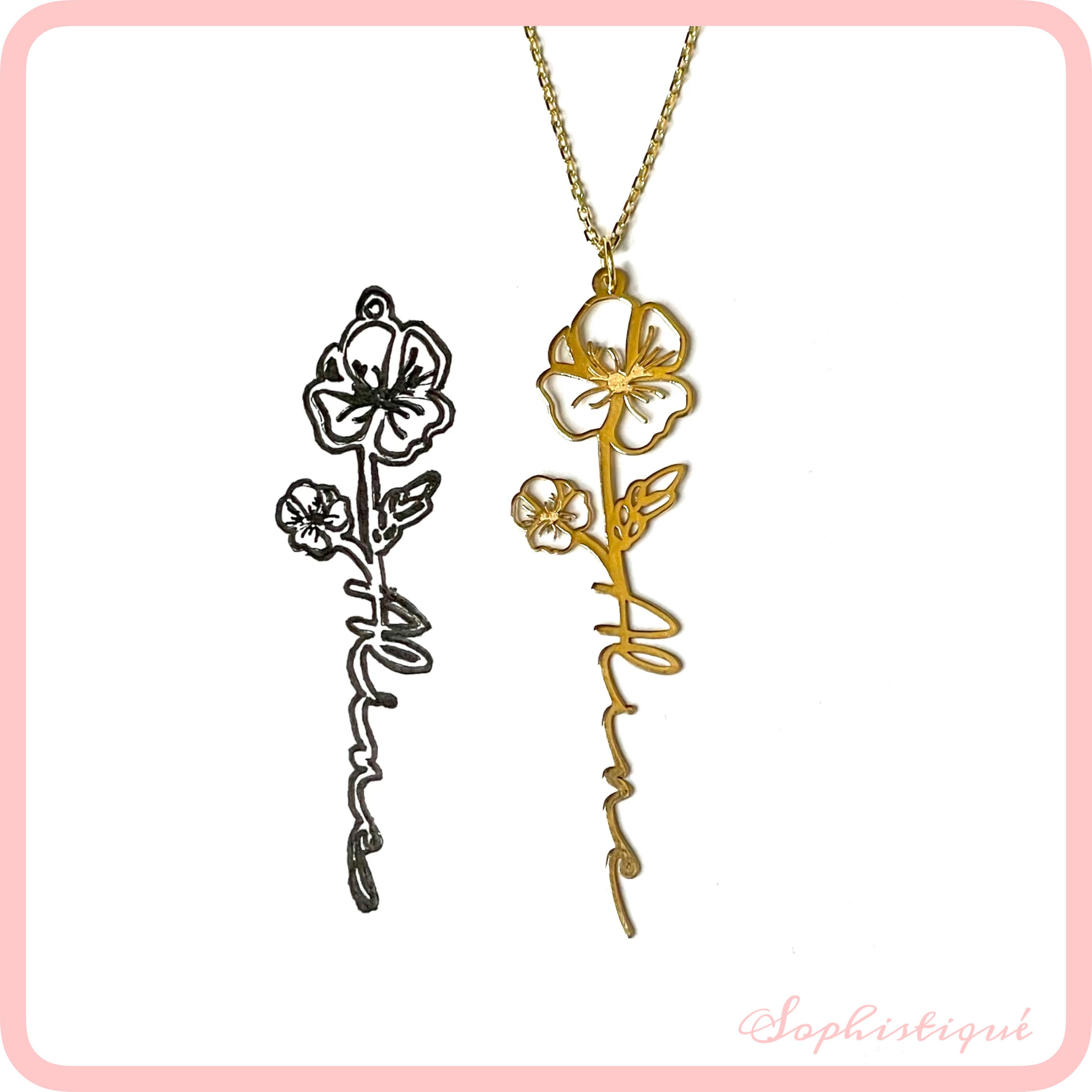 Personalized Birth Flower Name Necklace - 18K Gold Plated Custom Jewelry With Birthstone For Women & Girls